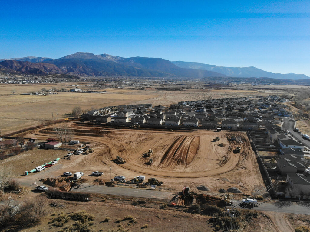 Aerial view of Cottonwood Hollow development in Cedar City during early construction